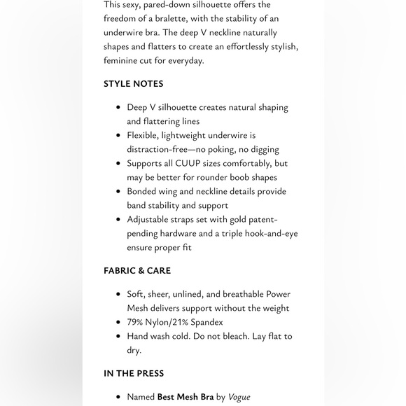 Brand New CUUP The Plunge Mesh Bra Sand Beige Nude Blush Pearl Sheer Wired Net - Picture 9 of 13